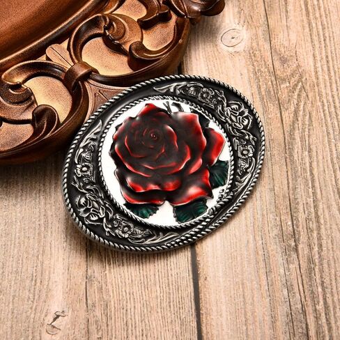 KOORASY Antique Rose Flower Belt Buckle for Women Men Western Vintage Rodeo Floral Belt Buckles Christmas Gift Halloween in Saudi Arabia