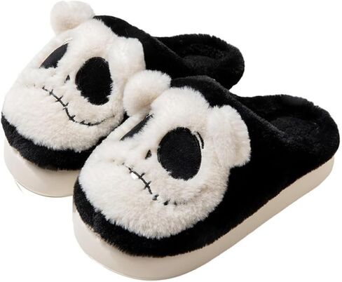 Halloween Skull Slippers Funny Halloween Gifts Winter Non-Slip Indoor Outdoor Shoes for Women Cute Fuzzy Slippers Soft Thick Sole in Saudi Arabia