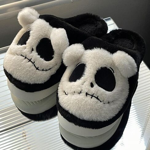 Halloween Skull Slippers Funny Halloween Gifts Winter Non-Slip Indoor Outdoor Shoes for Women Cute Fuzzy Slippers Soft Thick Sole in Saudi Arabia