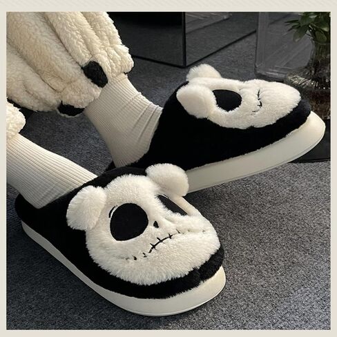Halloween Skull Slippers Funny Halloween Gifts Winter Non-Slip Indoor Outdoor Shoes for Women Cute Fuzzy Slippers Soft Thick Sole in Saudi Arabia