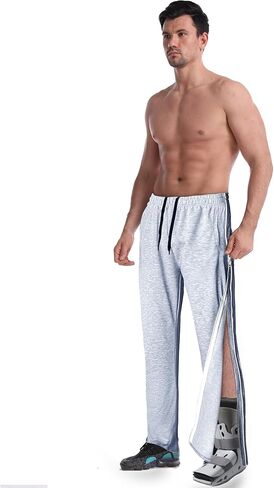 Men Tear Away Pants Cotton 2 Side Zippers Snaps Post Surgery Breakaway Pant Full Open Rip Off Sweatpant for Hip Replacement in Saudi Arabia