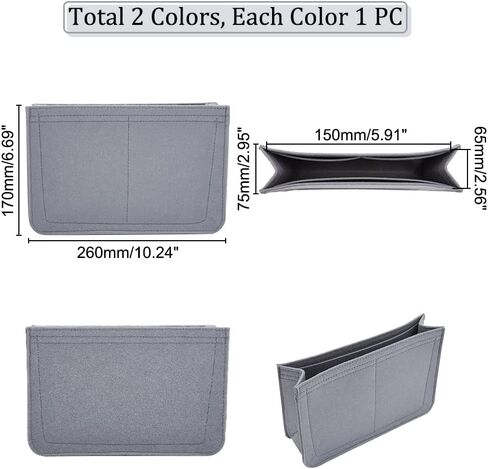 WADORN 2 Colors Felt Handbag Insert Organizer, Tote Bag Organizer with Pockets Bag in Bag for Hermes Evelyne 16 Microfiber Purse Insert Liner Bag Interior Shaper Rectangle Compartments(Khaki, Grey) in Saudi Arabia