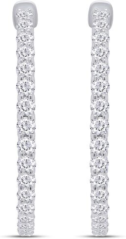 أقراط SAVEARTH DIAMONDS 3 قيراط من المويسانتي من الداخل إلى الخارج للنساء من الفضة الإسترلينية 925 (لون G-H، وضوح VVS1) مجوهرات فاخرة للنساء والفتيات، صندوق هدايا متضمن in Kuwait
