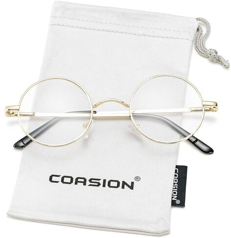 نظارة COASION كلاسيكية دائرية شفافة بإطار معدني صغير بعدسات غير طبية in Saudi Arabia