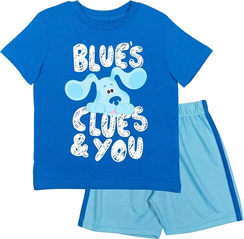 طقم تي شيرت قصير الأكمام للأولاد من Nickelodeon Blue's Clues وشورت شبكي in Saudi Arabia