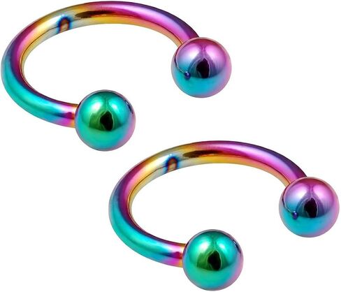 6pc 16g Rainbow Circular Barbell Horseshoe Earrings Daith Tragus Lip Piercing Pack Lot 8mm 10mm 12mm in Saudi Arabia
