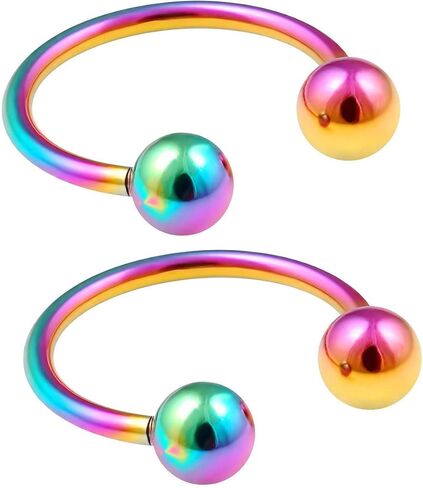 6pc 16g Rainbow Circular Barbell Horseshoe Earrings Daith Tragus Lip Piercing Pack Lot 8mm 10mm 12mm in Saudi Arabia