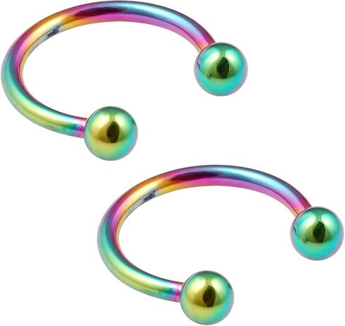 6pc 16g Rainbow Circular Barbell Horseshoe Earrings Daith Tragus Lip Piercing Pack Lot 8mm 10mm 12mm in Saudi Arabia