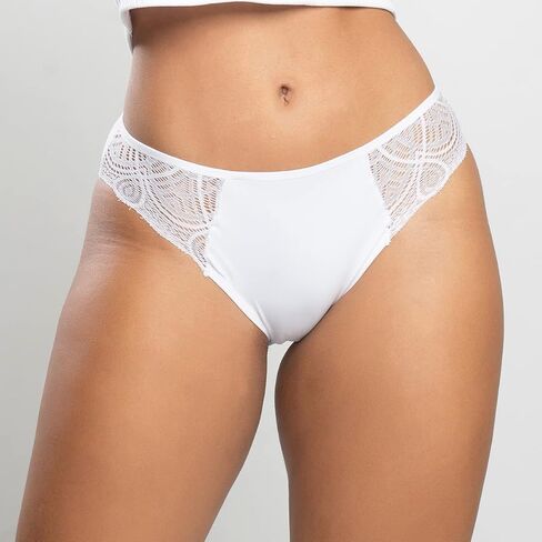 Vicbela - مجموعة مكونة من 6 سراويل داخلية من الدانتيل الجانبي بنمط بيكيني - حزام خصر مطاطي، قصة برازيلية - متعدد الألوان in Kuwait