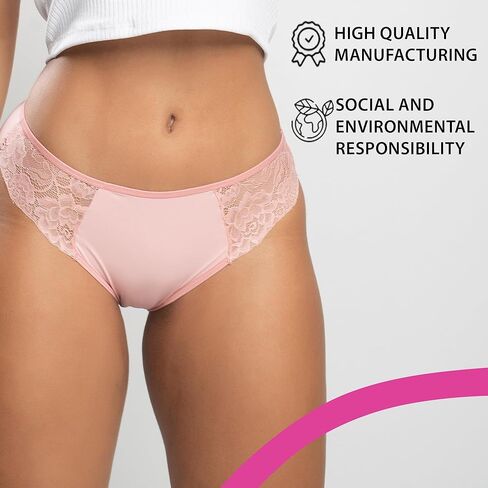 Vicbela - مجموعة مكونة من 6 سراويل داخلية من الدانتيل الجانبي بنمط بيكيني - حزام خصر مطاطي، قصة برازيلية - متعدد الألوان in Kuwait