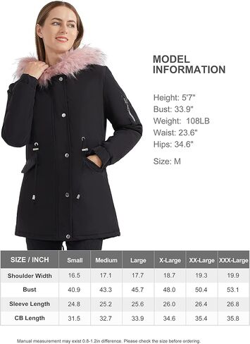 ELEZAY Women's Parka Jacket Hooded Stylish Winter Coats with Faux Fur Trim Mid Length Warm FLeece Lined Parka Zipper Closure in Kuwait