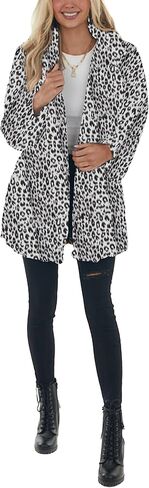 سيك مي معاطف نسائية من الفرو الصناعي بتصميم جلد الفهد، جاكيت فضفاض دافئ للخريف والشتاء، جاكيت منفوش للخروج in Kuwait