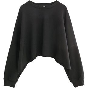 Amazhiyu Women’s Cropped Hoodie Pullover Long Sleeve Crewneck Crop Tops Oversize Fit in Kuwait