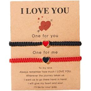 ZMANYIJEW Set of 2 Colorful Heart Matching Bracelets,Adjustable Couple Bracelets set,Long Distance Bracelets for Partners,Valentine's Day Bracelets in Kuwait