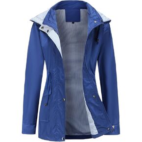 Gyozelem Womens Raincoat Windbreaker Waterproof Lightweight Lined Hooded Rain Jacket