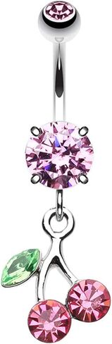 حلقة زر البطن الجراحية من الفولاذ المقاوم للصدأ مقاس 316L من Freedom Fashion Lucky Cherry (تباع بشكل فردي) in Kuwait