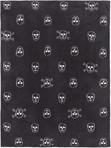 Barefoot Dreams CozyChic Ultra Lite Skull Print Scarf, 100% Polyester Knit Scarf for Women and Teens, Cute Winter Apparel, Warm Accessories, Carbon/Almond, OS in Saudi Arabia