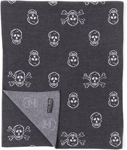 Barefoot Dreams CozyChic Ultra Lite Skull Print Scarf, 100% Polyester Knit Scarf for Women and Teens, Cute Winter Apparel, Warm Accessories, Carbon/Almond, OS in Saudi Arabia