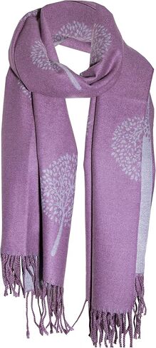 LUXURY CASHMERE SCARF PURPLE GREY MULBERRY TREE PRINT REVERSABLE SUPER SOFT SUMMER WINTER SPRING SCARF UNISEX TRENDY PREMIUM QUALITY SCARFGIFT FOR HER HIM HER EVERYONE in Kuwait