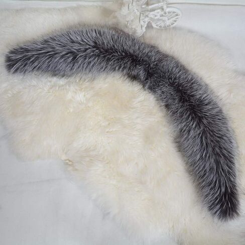العلامات التجارية العامة 100 سم الرجال والنساء طويل طوق فرو الثعلب الطبيعي لمعطف الشتاء 39.3 "وشاح فرو الثعلب الفضي القابل للفصل in Kuwait