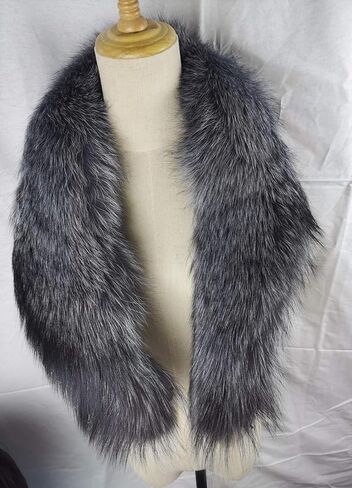 العلامات التجارية العامة 100 سم الرجال والنساء طويل طوق فرو الثعلب الطبيعي لمعطف الشتاء 39.3 "وشاح فرو الثعلب الفضي القابل للفصل in Kuwait