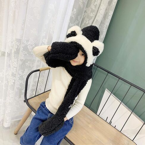 TONWHAR Womens Cute Winter Thick Warm Long Hooded Scarf with Mittens in Saudi Arabia