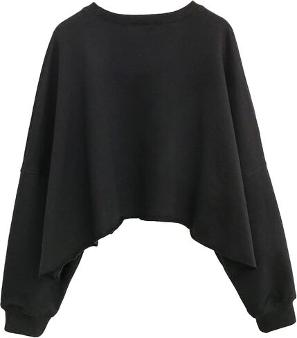 Amazhiyu Women’s Cropped Hoodie Pullover Long Sleeve Crewneck Crop Tops Oversize Fit in Kuwait