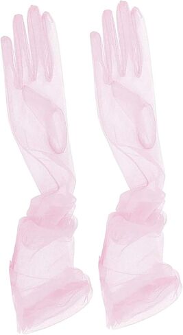 TAIKMD Women's Tulle Evening Long Gloves Party Opera Photography Semi Sheer Wedding Bridal Glove Mittens in Kuwait