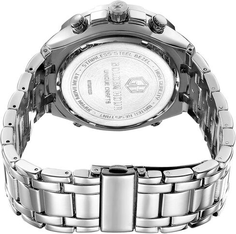 GOLDEN HOUR Luxury Stainless Steel Analog Digital Watches for Men Male Outdoor Sport Waterproof Big Heavy Wristwatch in Saudi Arabia