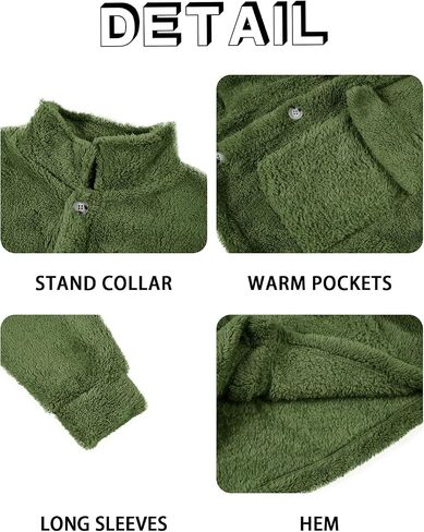 Runcati Mens Fuzzy Sherpa Jacket Fleece Long Sleeve Button Down Coat Fall Winter Warm Outwear in Saudi Arabia