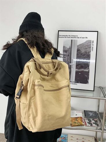 حقيبة ظهر MaxxCloud Vintage Denim للكمبيوتر المحمول كاجوال من القماش حقيبة يد حقيبة يد محفظة خفيفة الوزن حقيبة كتف in Saudi Arabia