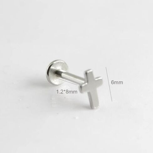 أعلى الصليب الإيمان Labret الغضروف الحلزون أقراط الفولاذ المقاوم للصدأ الزنمة الأنف ترصيع القرط مونرو الشفاه خواتم بار 6 مم 8 مم ميدوسا ثقب الجسم مجوهرات هدايا للنساء الفتيات الرجال 16G in Saudi Arabia