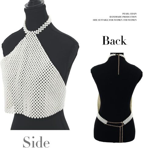 Bmirth لؤلؤة الجسم سلسلة مثير اللؤلؤ الصدرية سلسلة المحاصيل الأعلى مجوهرات للجسم الصيف شاطئ الجسم اكسسوارات صحن سلاسل الجسم الطرف in Kuwait