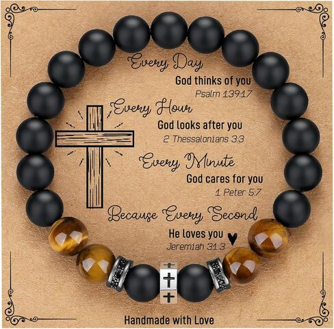 TONY & SANDY Valentines Day Gifts for Him Men Boys Cross Bracelet Cool Gifts for Teen Boys Son Grandson Nephew, Birthday Christmas Confirmation Easter Gifts for Teens Adults Teenage Boys in Saudi Arabia