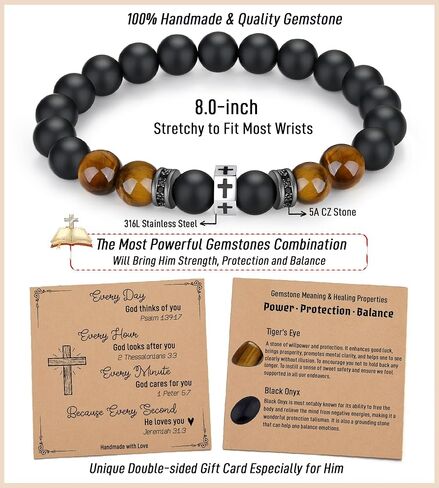 TONY & SANDY Valentines Day Gifts for Him Men Boys Cross Bracelet Cool Gifts for Teen Boys Son Grandson Nephew, Birthday Christmas Confirmation Easter Gifts for Teens Adults Teenage Boys in Saudi Arabia