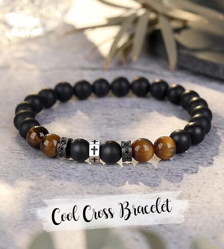 TONY & SANDY Valentines Day Gifts for Him Men Boys Cross Bracelet Cool Gifts for Teen Boys Son Grandson Nephew, Birthday Christmas Confirmation Easter Gifts for Teens Adults Teenage Boys in Saudi Arabia
