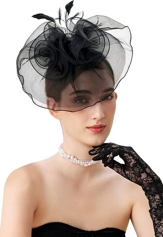 BABEYOND Tea Party Fascinator Hat Pillbox Hat Fascinator Veil Derby Hat Headband in Saudi Arabia