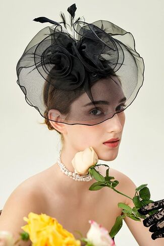 BABEYOND Tea Party Fascinator Hat Pillbox Hat Fascinator Veil Derby Hat Headband in Saudi Arabia