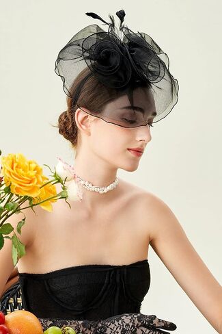 BABEYOND Tea Party Fascinator Hat Pillbox Hat Fascinator Veil Derby Hat Headband in Saudi Arabia