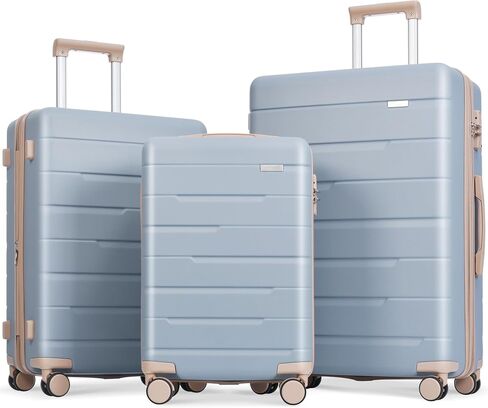 FridayParts Luggage Sets 3 Piece Suitcase Set 20/24/28,Carry on Luggage Airline Approved,Hard Case with Spinner Wheels, Light Blue in Saudi Arabia