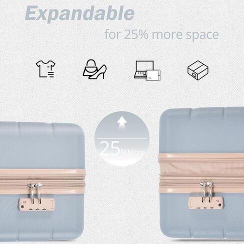 FridayParts Luggage Sets 3 Piece Suitcase Set 20/24/28,Carry on Luggage Airline Approved,Hard Case with Spinner Wheels, Light Blue in Saudi Arabia