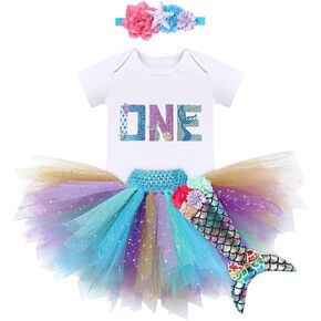 IBTOM CASTLE Baby Girl First Birthday Clothes Dinosaur Ladybug Romper+Tutu Skirt Party Princess Smash Cake Photoshoot Set