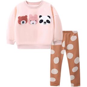 طفل الفتيات الصغيرات وتتسابق 2 قطعة طفل طويل الأكمام البلوز طماق الخريف والشتاء ملابس لطيف فستان أطفال مع سروال داخلي 2-6Y in Kuwait