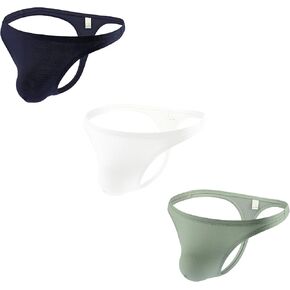 Men's Ice Silk Thong Low Rise Bikini Briefs Underwear