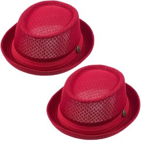 ZffXH 2/6 قطعة النساء شبكة للسيدات لحم الخنزير فطيرة قبعة الصيف 1920S زي قبعة الحفلات فيدورا أبي الرامي شقة علوية الرجال القش in Kuwait