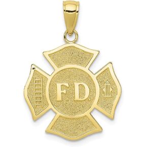 FB JEWELS 10K Yellow Gold F.D. Maltese Cross Textured Fire Department Pendant (1.12 x 0.75 inches) in Saudi Arabia