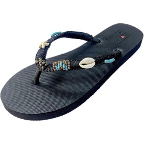 linl handmade women flip flop sandal with beads natural seashell rubber thong indoor and outdoor in Saudi Arabia