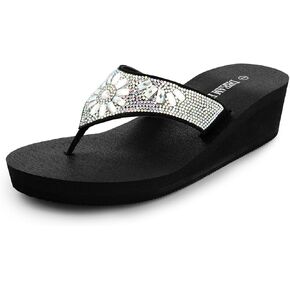 DREAM PAIRS Women's Rhinestone Platform Wedge Flip Flops Summer Beach Comfortable Thong Sandals in Saudi Arabia