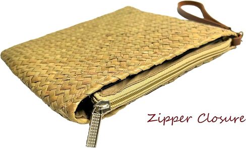 ViJade Handmade Seagrass Woven Straw Wallet Purse Handbag with Fabric Lining for Varied Occasions and Lifestyles in Saudi Arabia