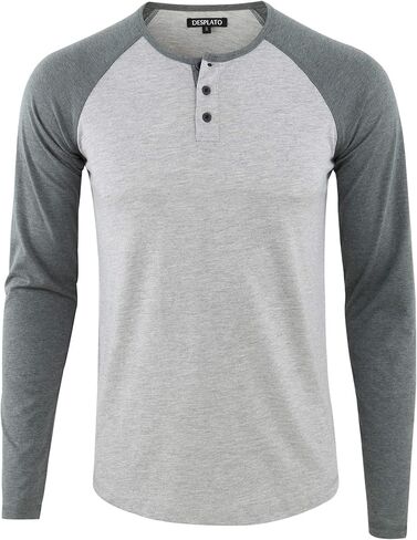 DESPLATO Men's Casual Active Sports Raglan Long Sleeve Running Hiking Baseball Henley T Shirts in Kuwait